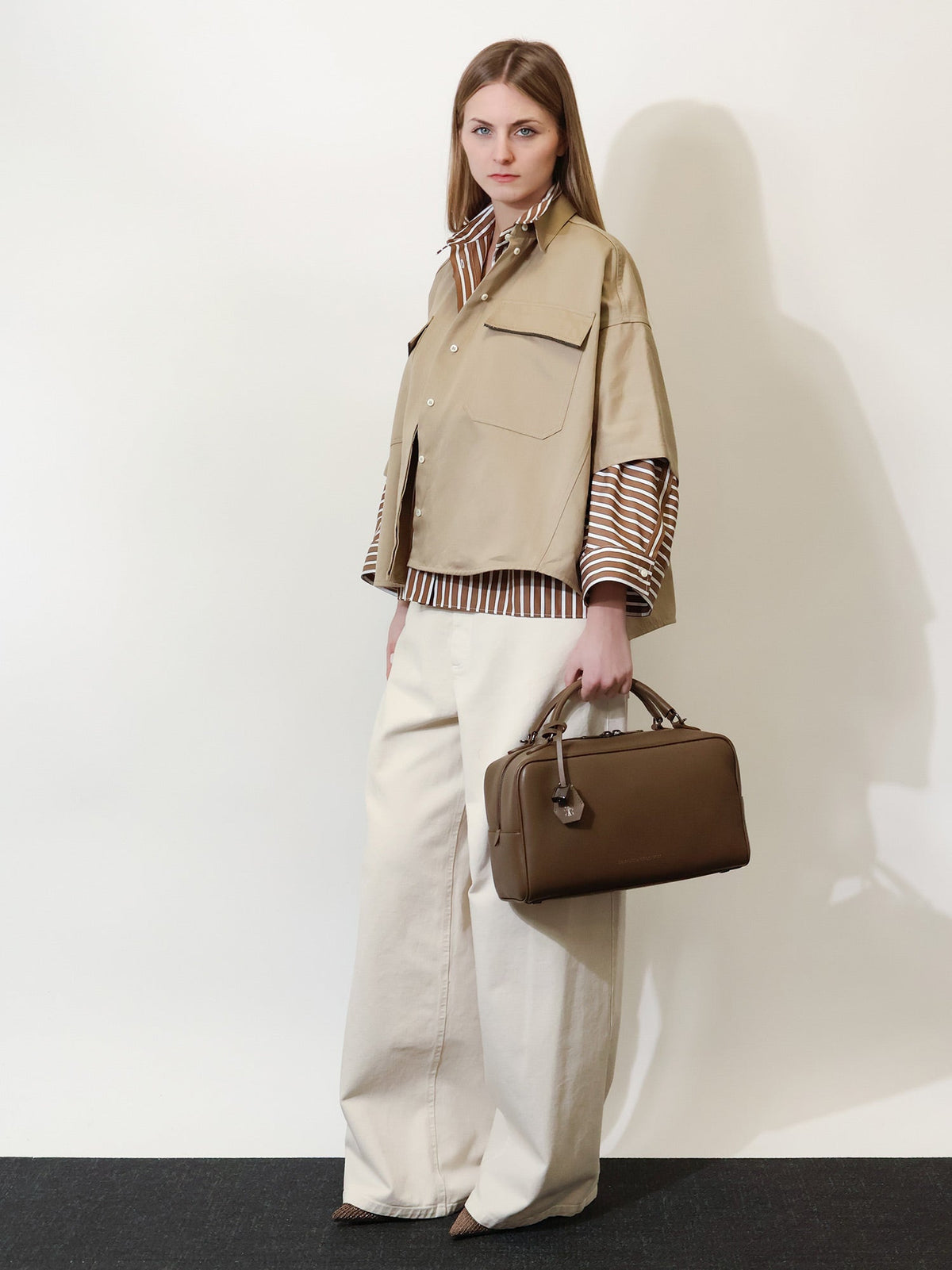 Brunello Cucinelli Boston Explorer leather crossbody bag - Mud