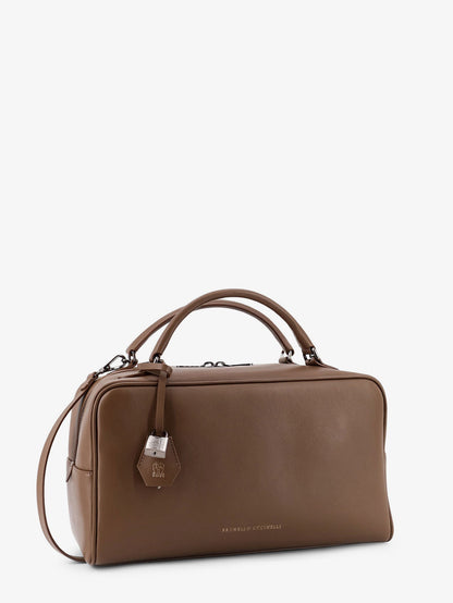 Brunello Cucinelli Boston Explorer leather crossbody bag - Mud