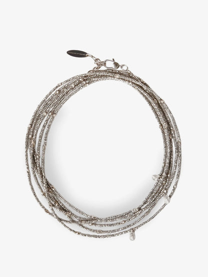 Brunello Cucinelli Wrap Hematite And 925 Sterling Silver Bracelet