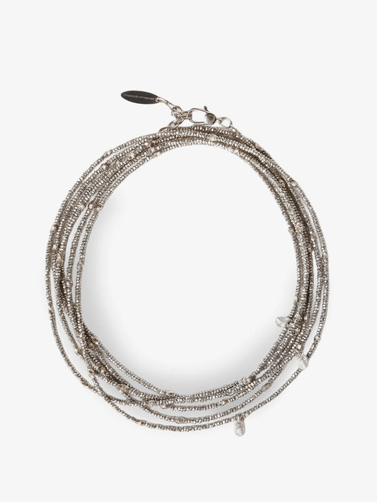 Brunello Cucinelli Wrap Hematite And 925 Sterling Silver Bracelet