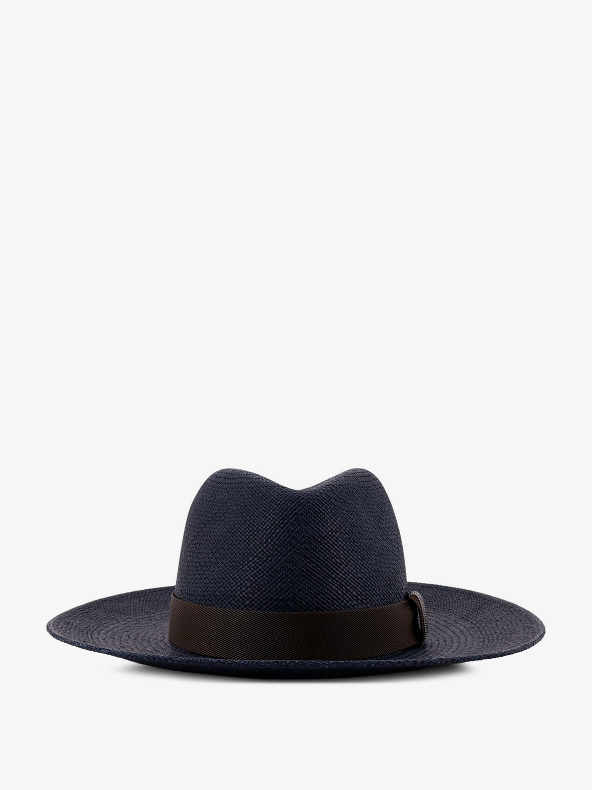 Brunello Cucinelli Raffia Fedora hat with Monili detail - Blue+T.Moro+Ultrablack