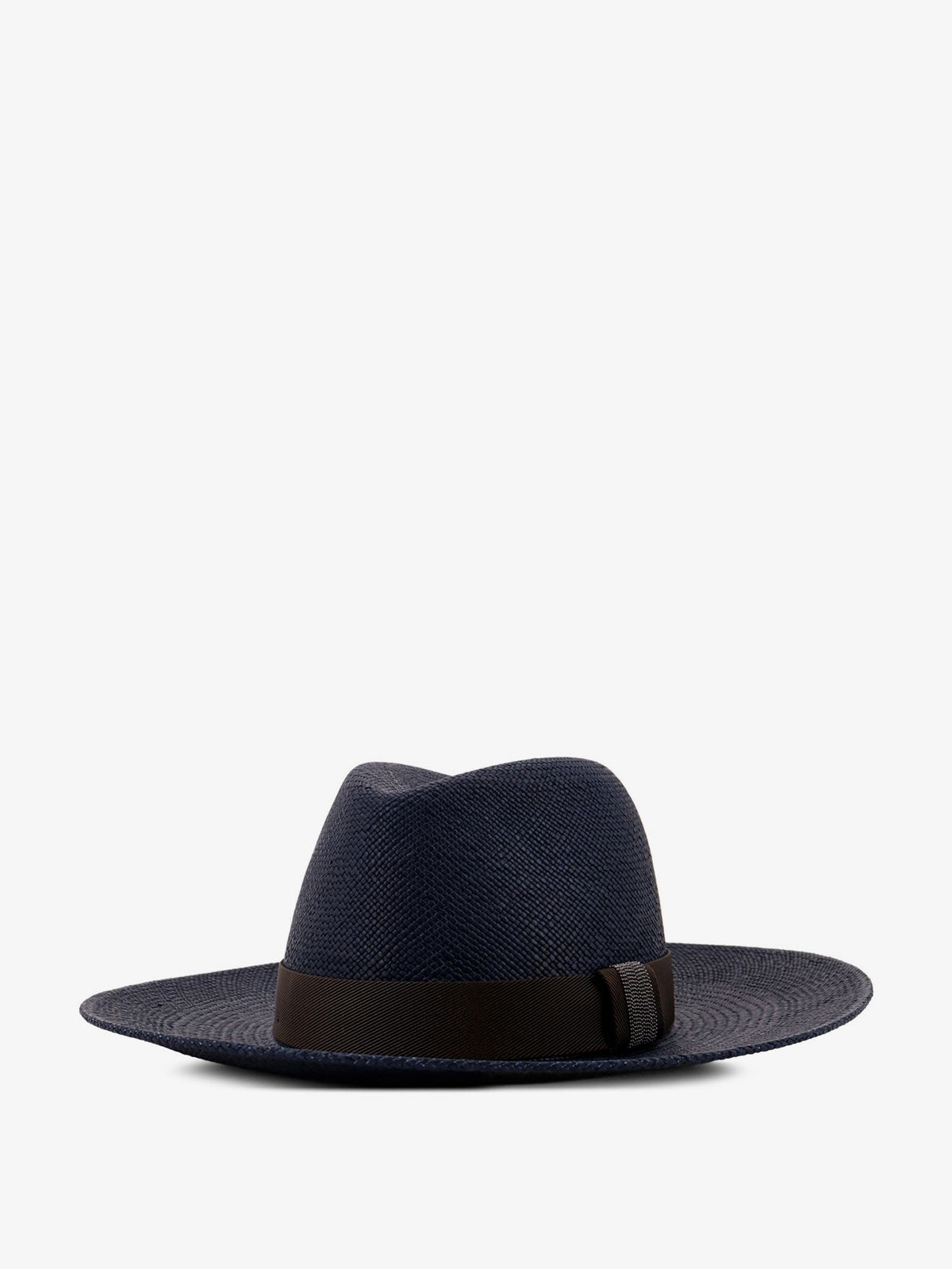Brunello Cucinelli Raffia Fedora hat with Monili detail - Blue+T.Moro+Ultrablack