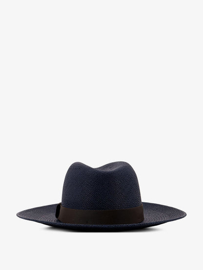 Brunello Cucinelli Raffia Fedora hat with Monili detail - Blue+T.Moro+Ultrablack