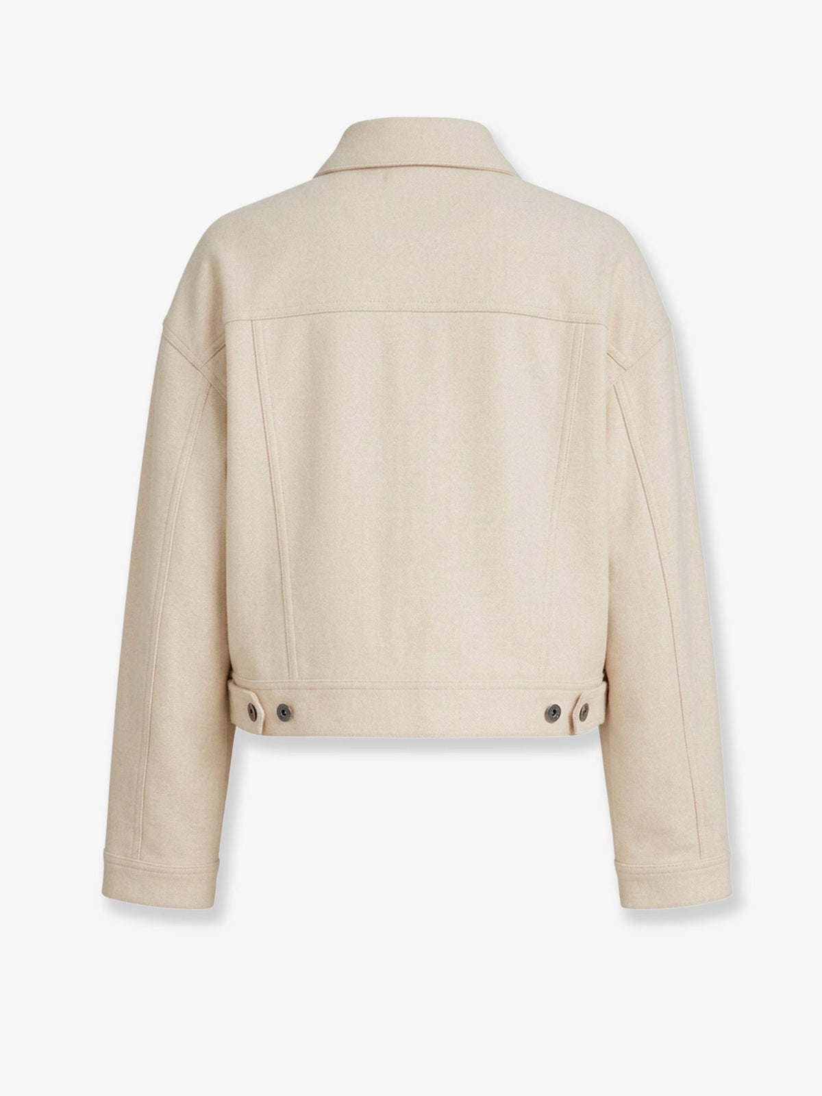 Brunello Cucinelli Cropped wool jacket with Monili profile - Beige