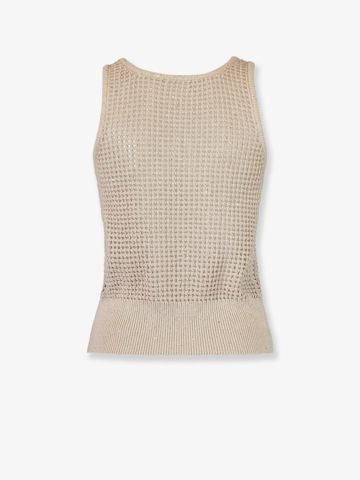 Brunello Cucinelli Openwork cotton knit top - Avena