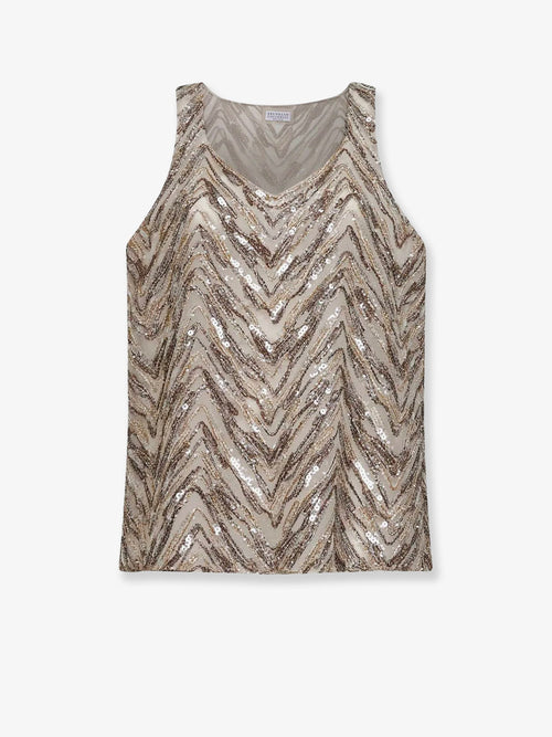 Brunello Cucinelli Chevron Sequin Top - Feather