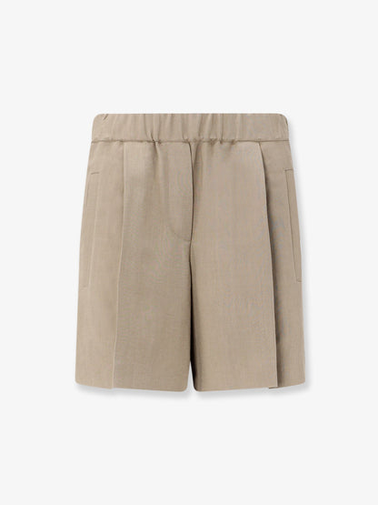 Brunello Cucinelli Viscose and linen blend bermuda shorts - Earth Brown