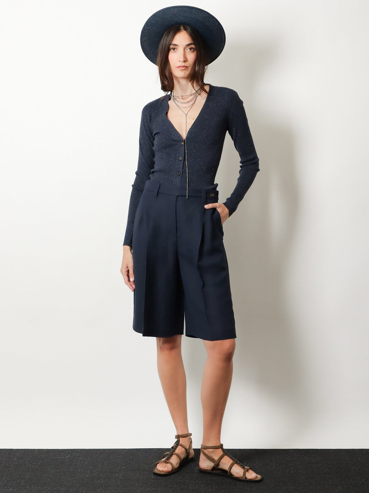 Brunello Cucinelli Viscose and linen bermuda shorts - Abyss