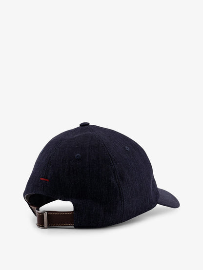 Brunello Cucinelli Denim Hat With Embroidered Logo On The Front