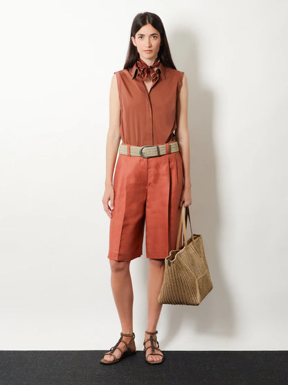 Brunello Cucinelli Linen Shorts With Monili Detail