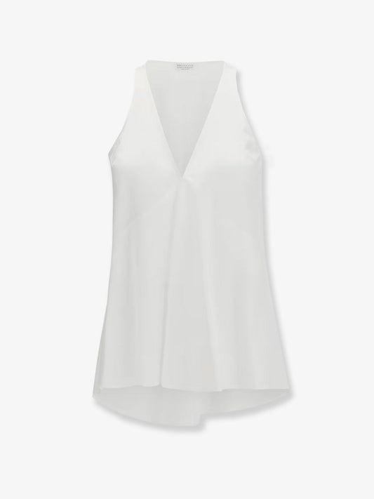 Brunello Cucinelli Cotton and silk top - Natural
