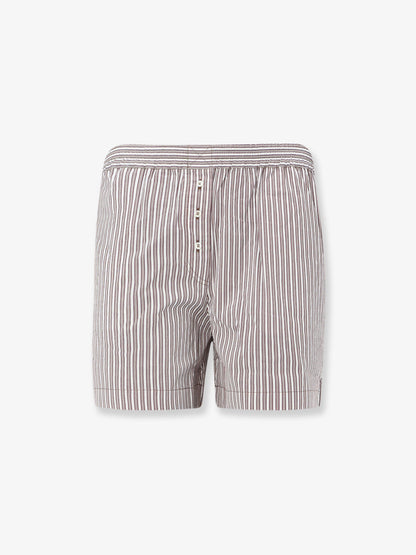 Brunello Cucinelli Cotton and silk blend shorts with striped pattern - White/Light Blue/Burgundy