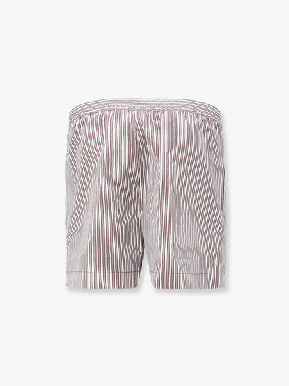Brunello Cucinelli Cotton and silk blend shorts with striped pattern - White/Light Blue/Burgundy