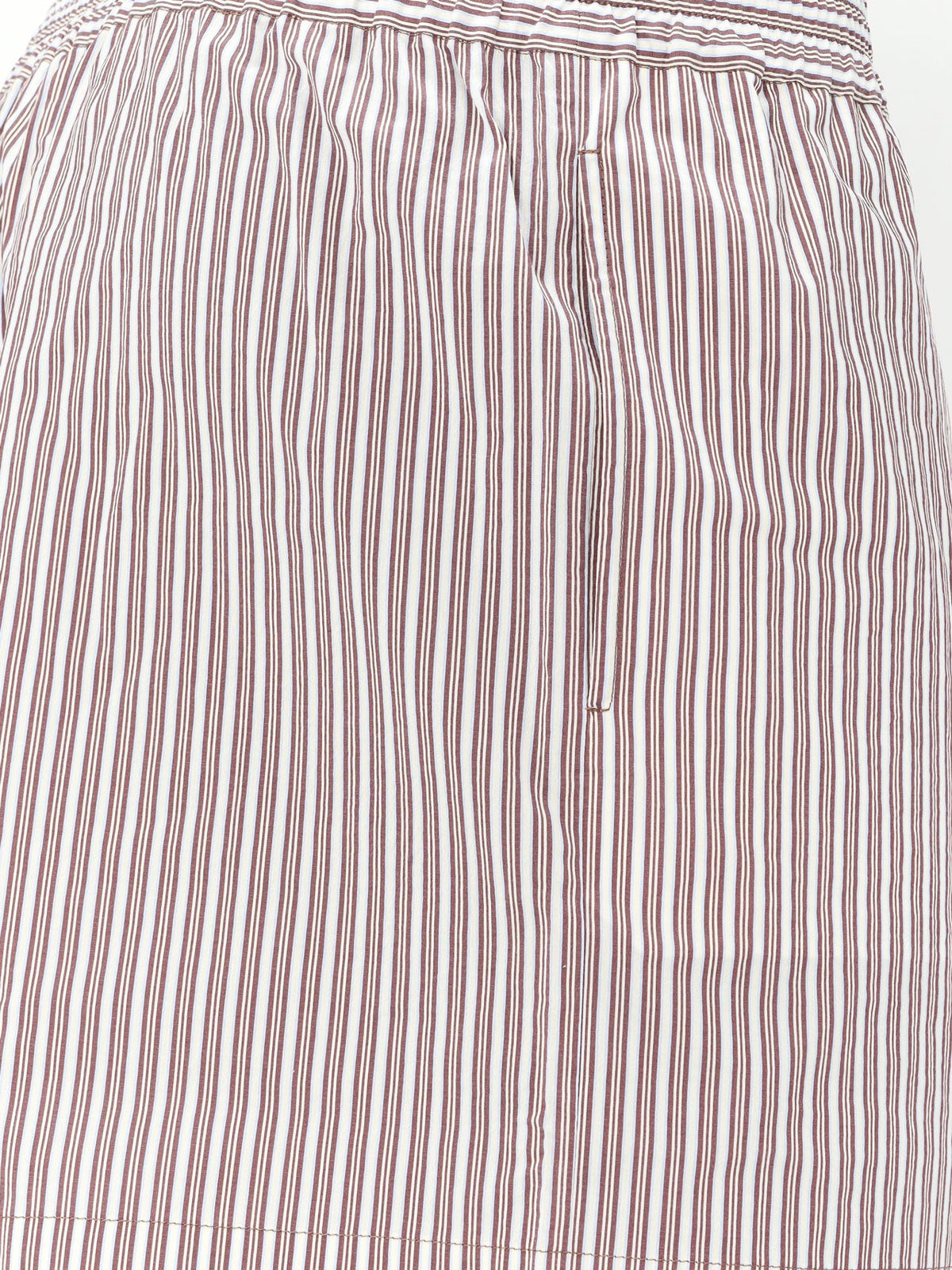 Brunello Cucinelli Cotton and silk blend shorts with striped pattern - White/Light Blue/Burgundy