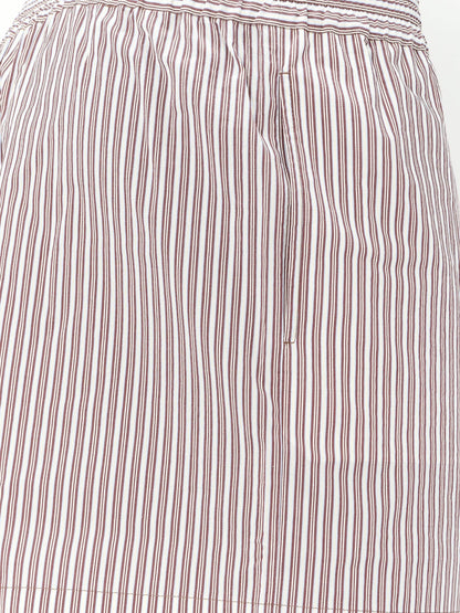 Brunello Cucinelli Cotton and silk blend shorts with striped pattern - White/Light Blue/Burgundy