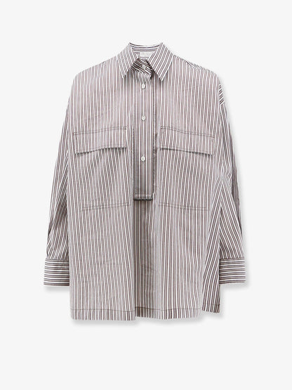 BRUNELLO CUCINELLI - Cotton and silk blend shirt with striped pattern