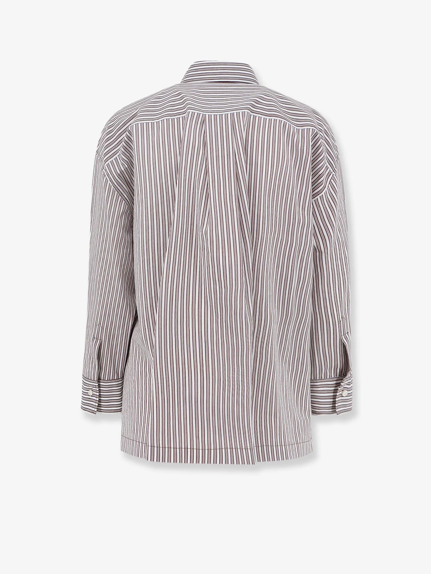 BRUNELLO CUCINELLI - Cotton and silk blend shirt with striped pattern