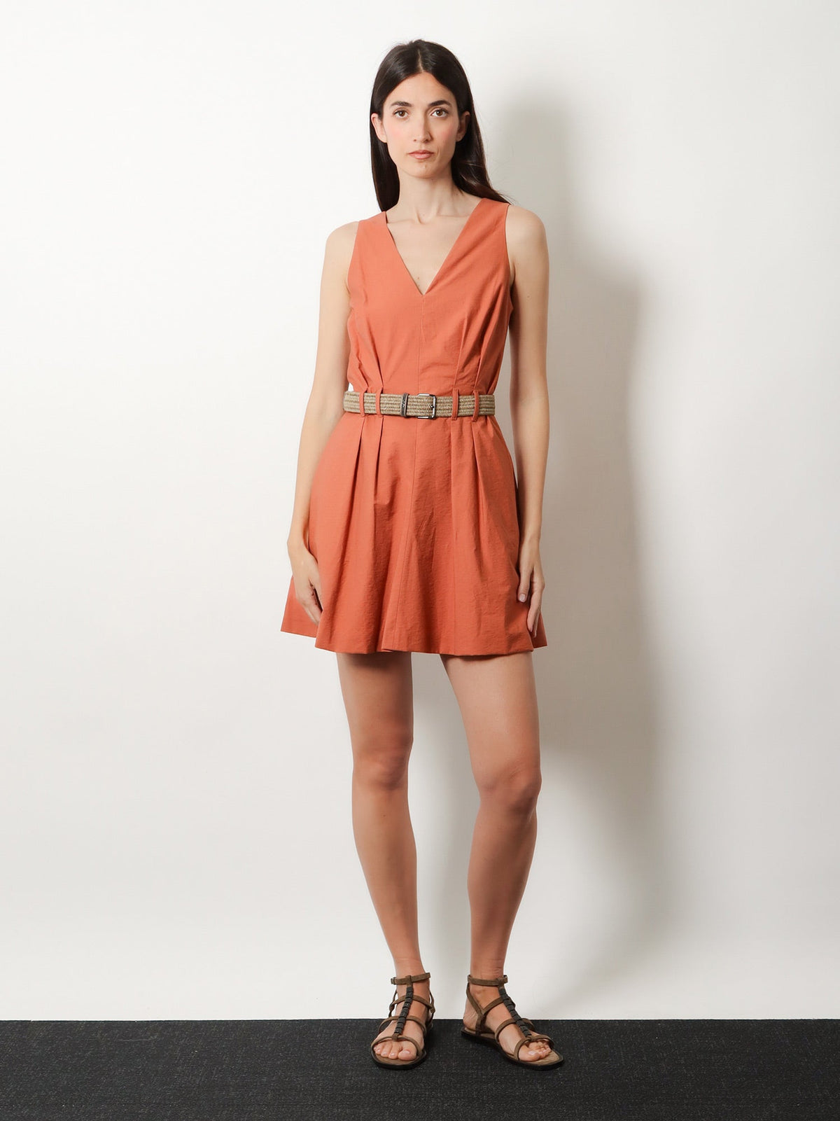 Brunello Cucinelli Mini Dress with belt - Tangerine
