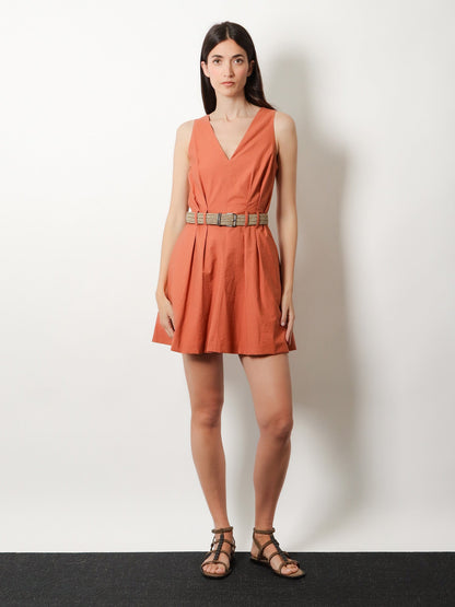 Brunello Cucinelli Mini Dress with belt - Tangerine