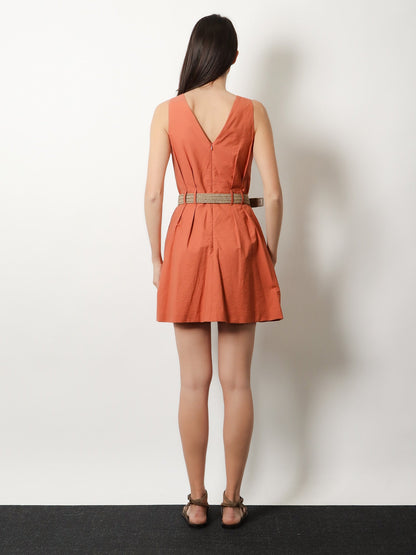 Brunello Cucinelli Mini Dress with belt - Tangerine
