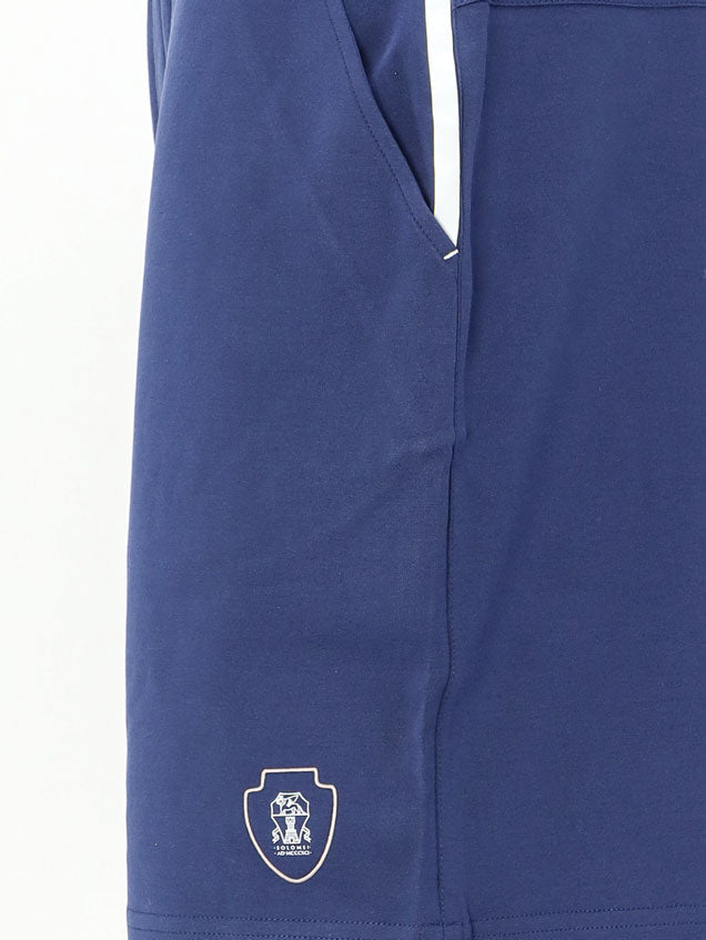 Brunello Cucinelli Cotton Bermuda shorts with contrasting logo - Avio
