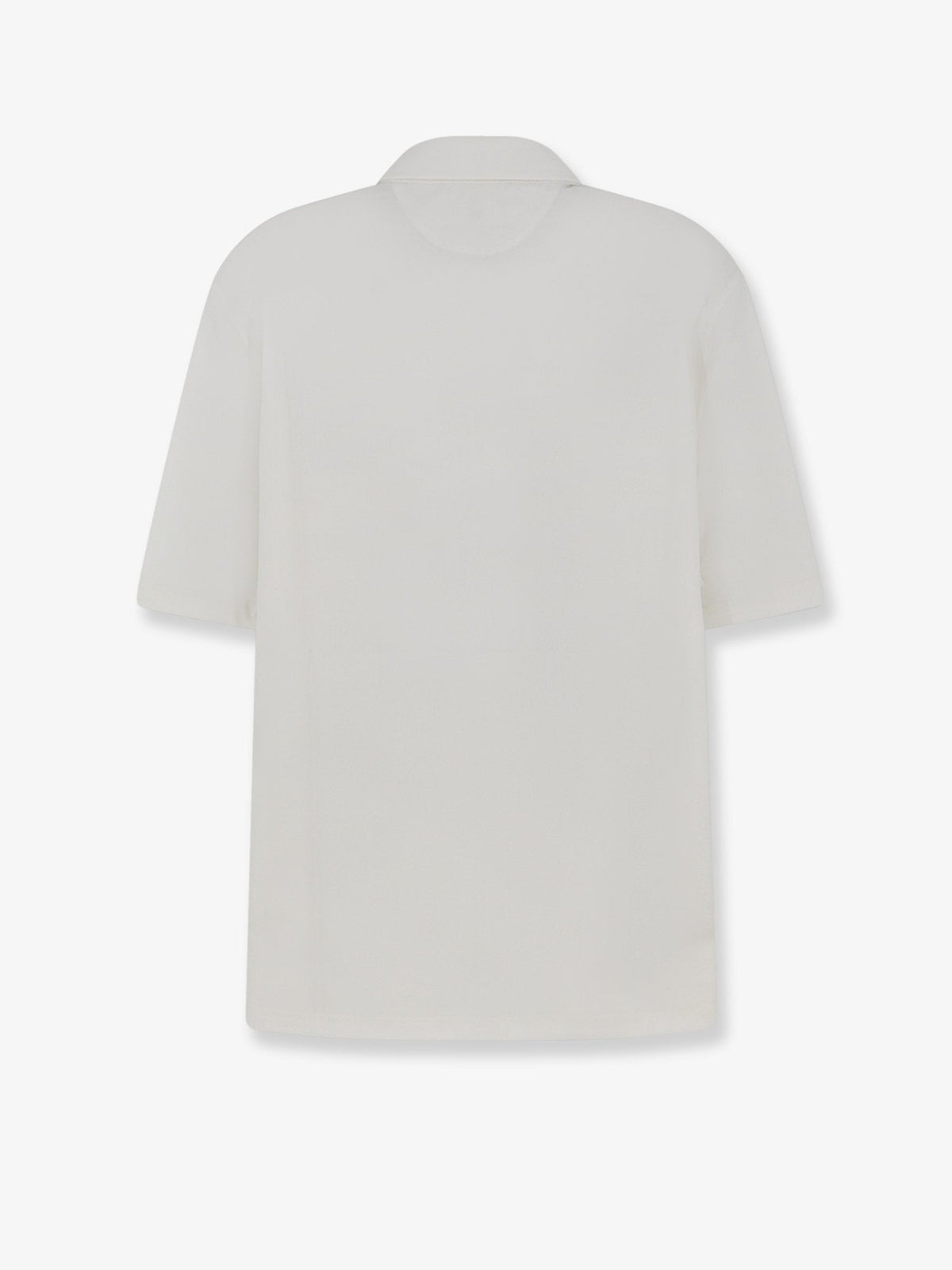 Brunello Cucinelli Virgin wool polo shirt with front logo patch - Biancogrigio