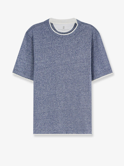 Brunello Cucinelli Linen and cotton blend T-shirt - New Denim Off White