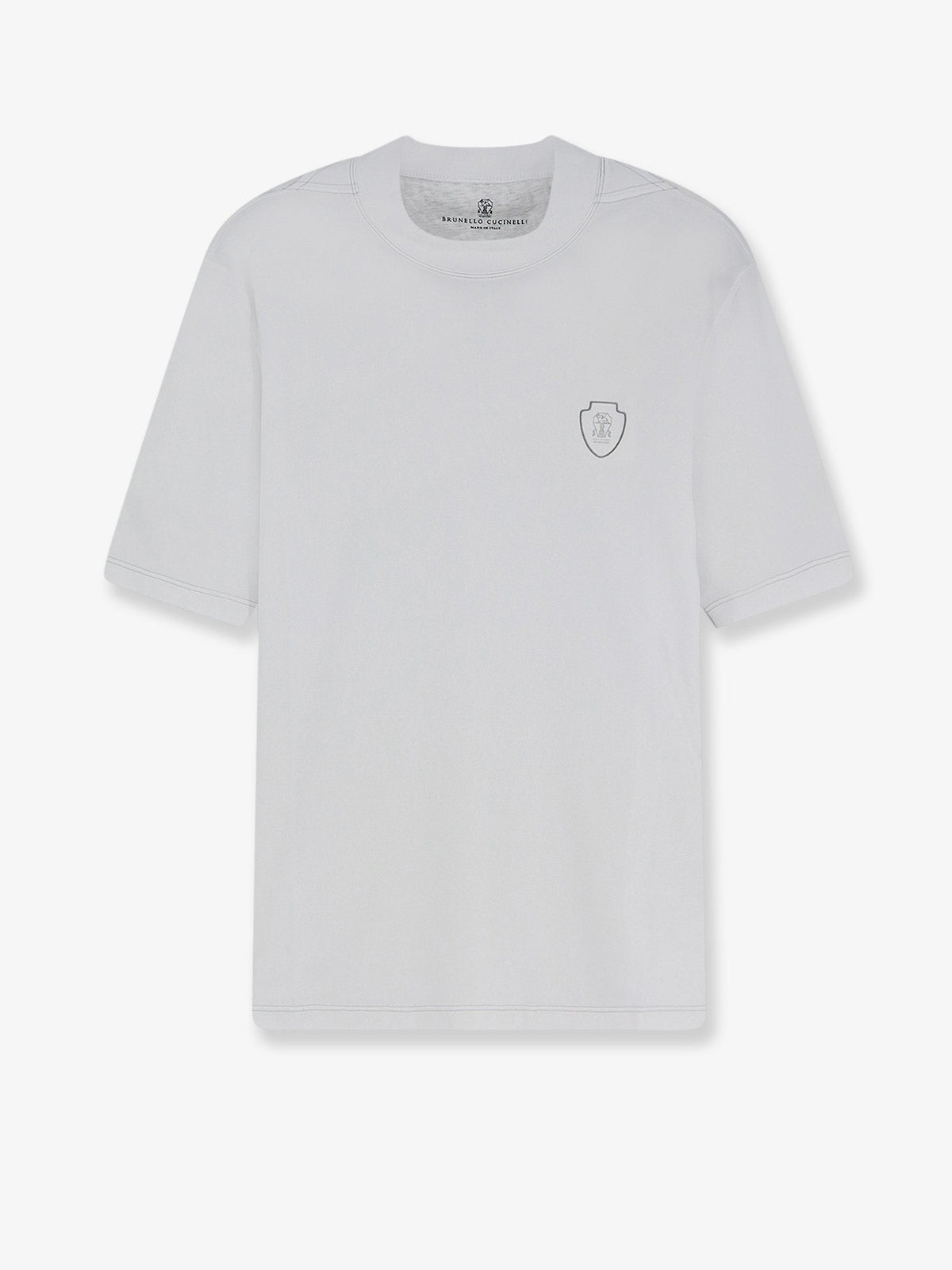 Brunello Cucinelli Technical fabric T-shirt with front logo patch - Bianco