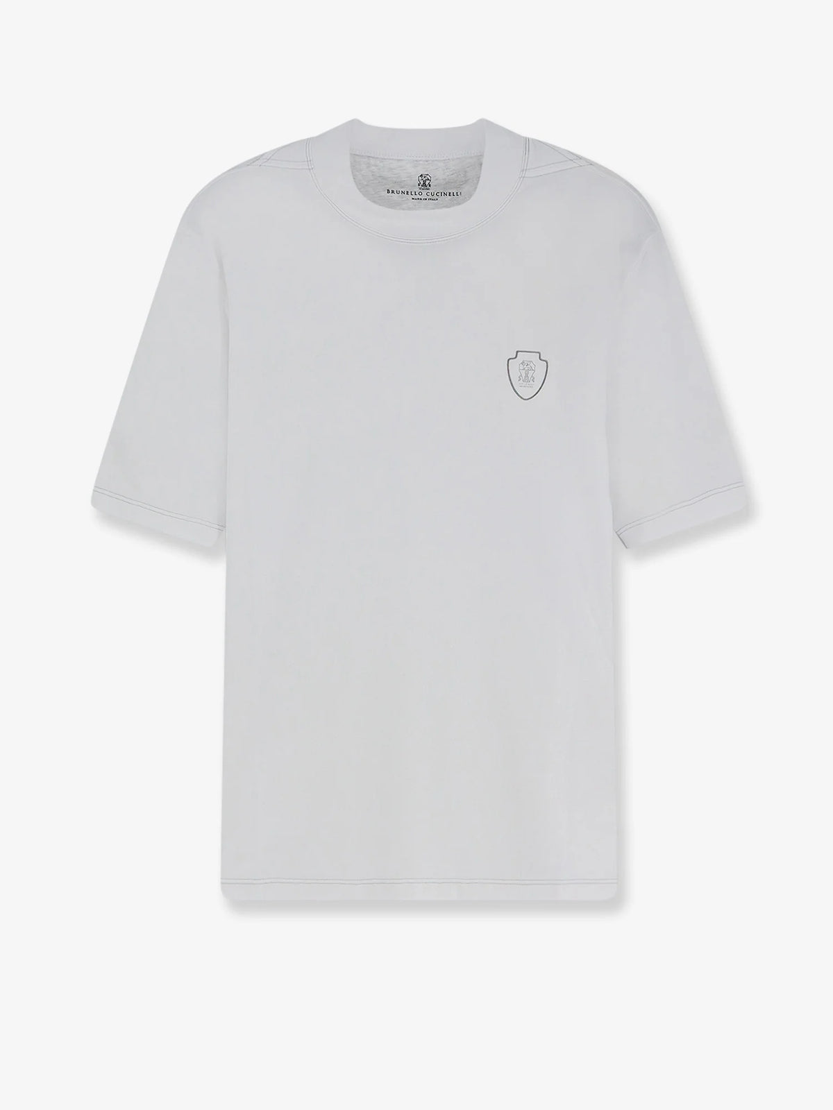 BRUNELLO CUCINELLI - Technical fabric T-shirt with front logo patch