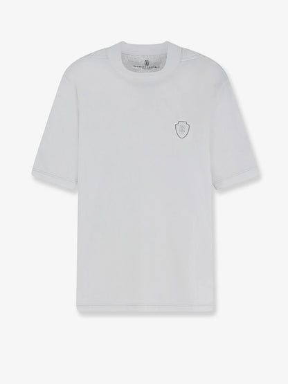 BRUNELLO CUCINELLI - Technical fabric T-shirt with front logo patch