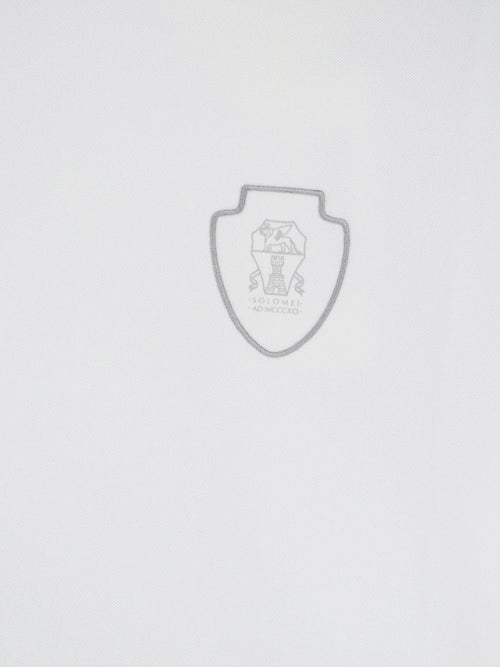 Brunello Cucinelli Technical fabric T-shirt with front logo patch - Bianco