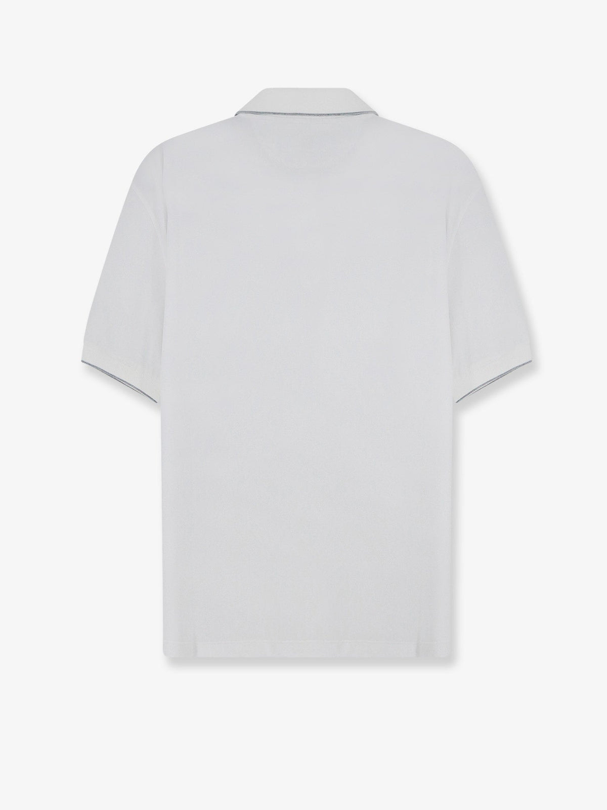 Brunello Cucinelli Technical fabric polo shirt with embroidered logo on the front - Biancoacciaio