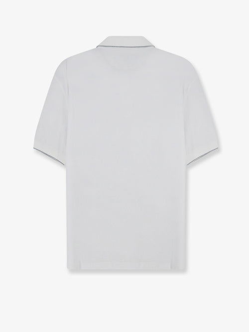 Brunello Cucinelli Technical fabric polo shirt with embroidered logo on the front - Biancoacciaio