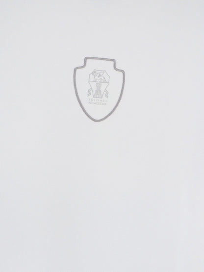 Brunello Cucinelli Technical fabric polo shirt with embroidered logo on the front - Biancoacciaio