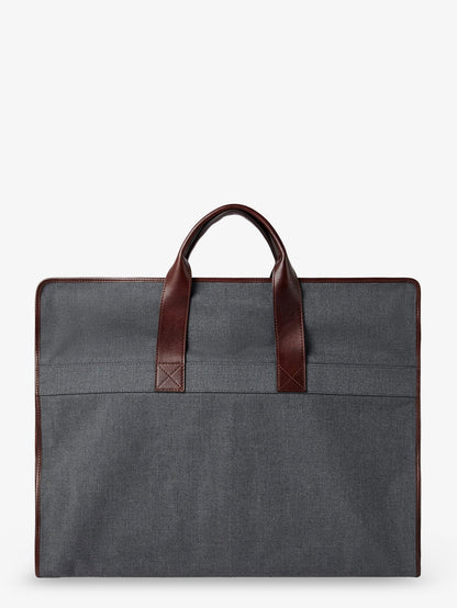Brunello Cucinelli Technical fabric and leather garment bag - Grigioburgundy