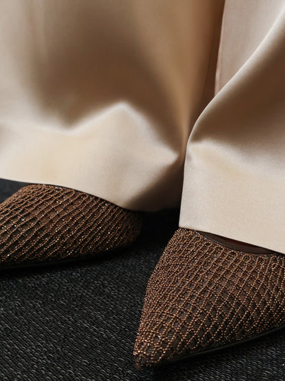 Brunello Cucinelli Leather sandals with Monili detail - Brown Rose Gold
