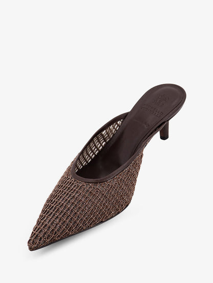 Brunello Cucinelli Leather sandals with Monili detail - Brown Rose Gold