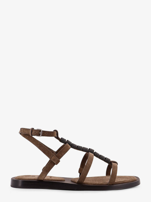 Brunello Cucinelli Suede Sandals With Monili Details