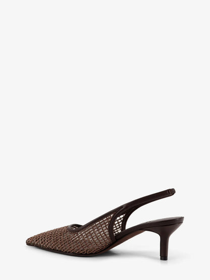 Brunello Cucinelli Leather Décolleté With Precious Net Detail
