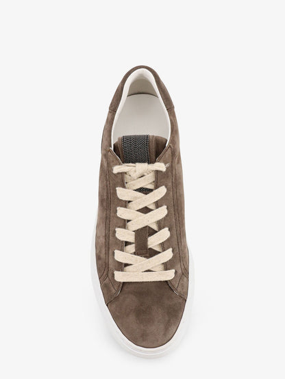 Brunello Cucinelli Suede sneakers with Monili detail - Peat