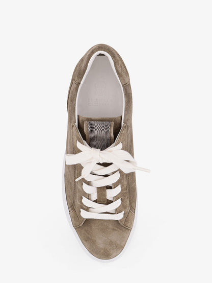 Brunello Cucinelli Suede Sneakers With Monili Detail