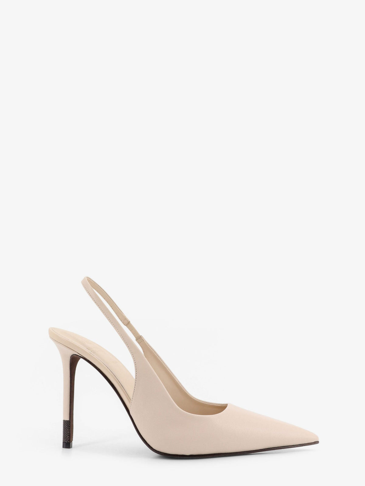 Brunello Cucinelli Leather pumps with Monili detail on the heel - Avorio