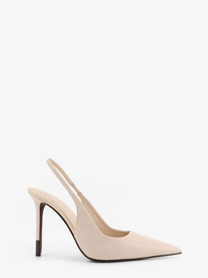 Brunello Cucinelli Leather pumps with Monili detail on the heel - Avorio