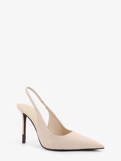 Brunello Cucinelli Leather pumps with Monili detail on the heel - Avorio