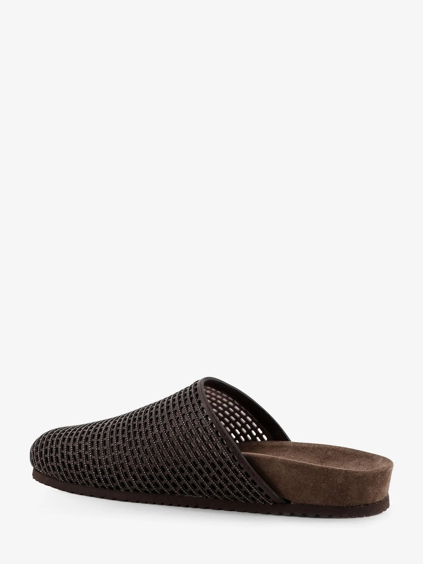Brunello Cucinelli Leather Sandals With Precious Net Detail