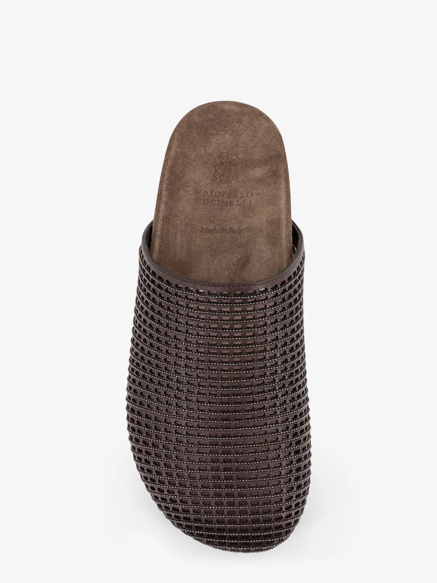 Brunello Cucinelli Leather Sandals With Precious Net Detail