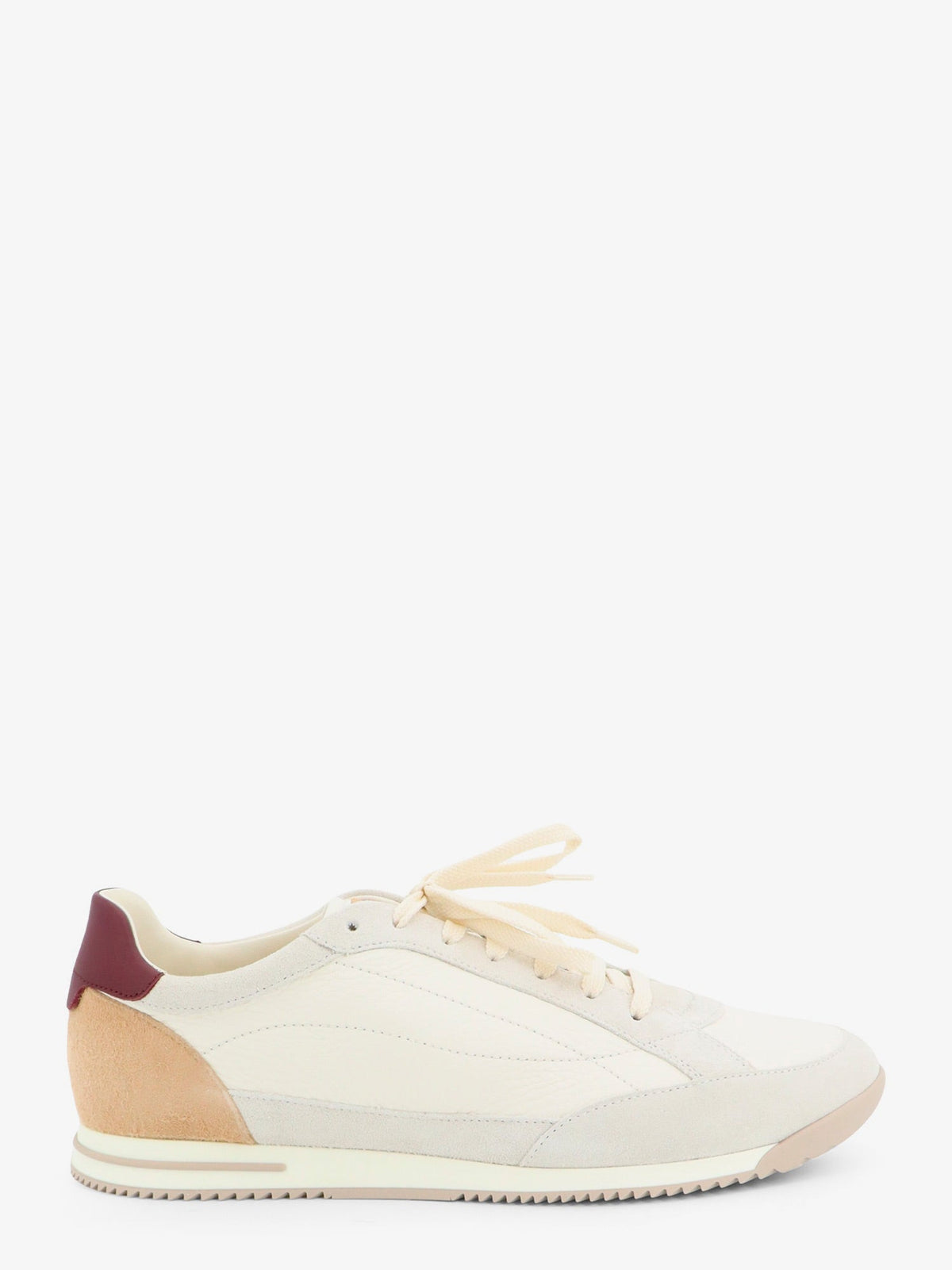 Brunello Cucinelli Leather sneakers with suede inserts - Bianco
