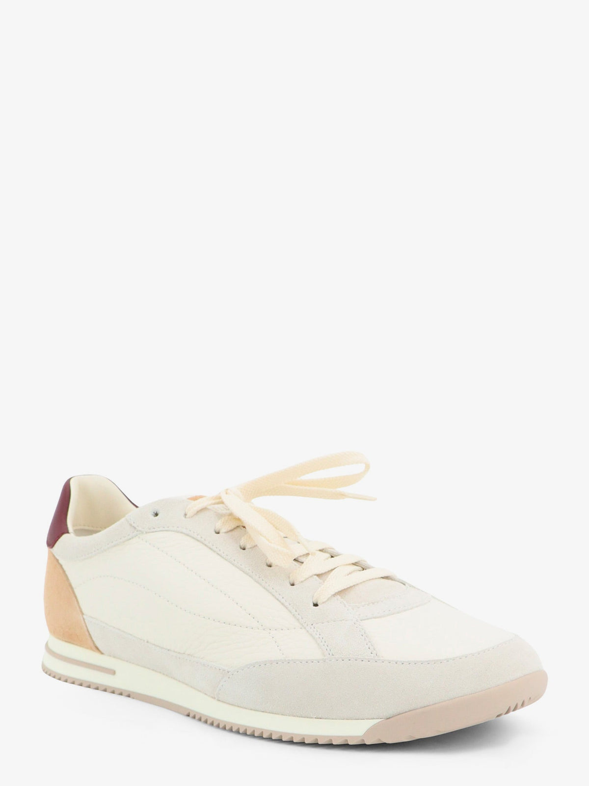 Brunello Cucinelli Leather sneakers with suede inserts - Bianco