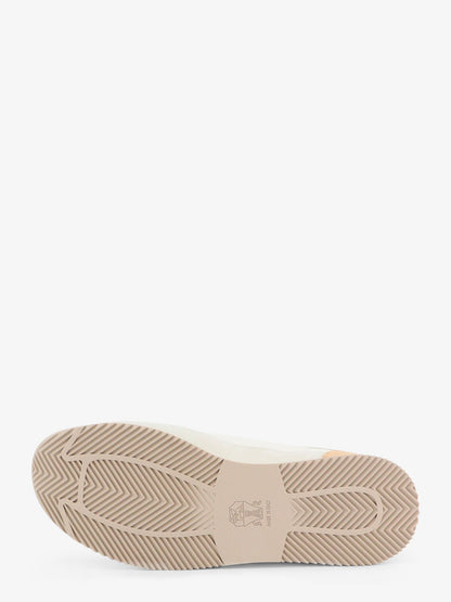 Brunello Cucinelli Leather sneakers with suede inserts - Bianco