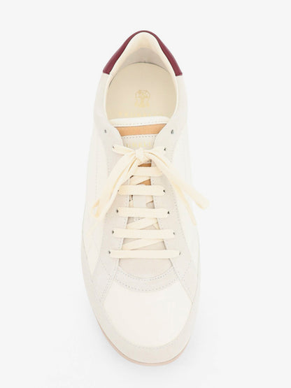 Brunello Cucinelli Leather sneakers with suede inserts - Bianco